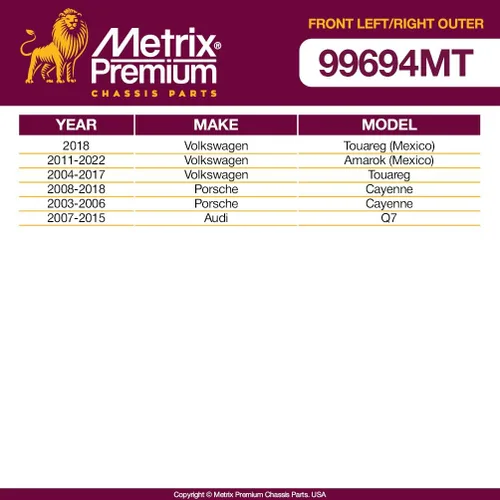 Miniatura 3 de Metrix - Extremo de barra de acoplamiento exterior izquierdo y derecho prémium ES800655 y ES800656 para Audi Q7 2007-2015, Porsche Cayenna
