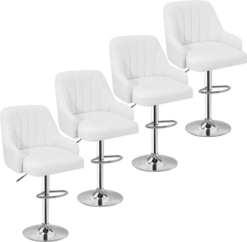 Miniatura 11 de VECELO Juego de 2 taburetes de bar, taburetes de bar ajustables, taburetes de altura de mostrador con respaldo y brazo, taburetes de isla de cocina