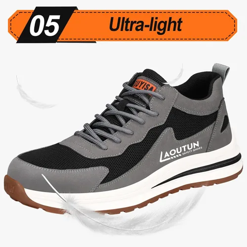 Miniatura 6 de LAoutun Zapatos de punta de acero para hombres y mujeres, zapatos de trabajo de seguridad indestructibles, ligeros, con puntera de acero