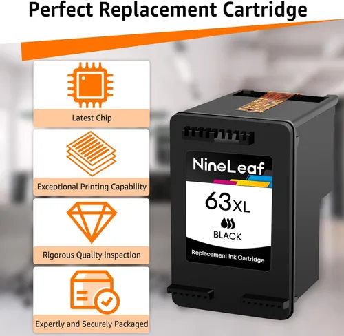 Miniatura 4 de NineLeaf Cartuchos de tinta remanufacturados de nueva generación de alto rendimiento compatibles con HP 63XL 63 XL Envy 4512 4520 DeskJet 3632 2130