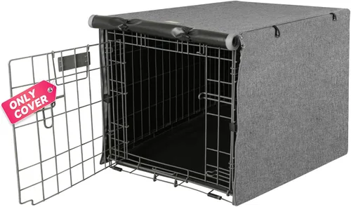 Seiyierr Funda para jaula de perro – Fundas para perrera para jaula de perros de 30 pulgadas, poliéster de doble puerta para jaula de alambre para
