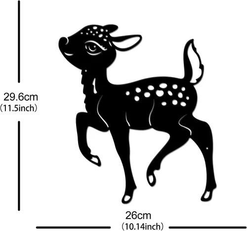 Miniatura 2 de SUPERDANT Bonito arte de pared de metal con ciervos, decoración de pared de animales del bosque, adorno de metal de ciervo ciruela, letrero colgante
