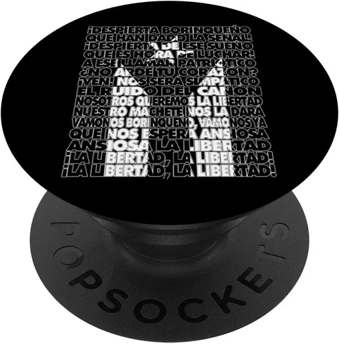 La Borinquena Himno Revolucionario Black Flag Puerto Rico PopSockets - Agarre y soporte para teléfonos y tabletas, Negro