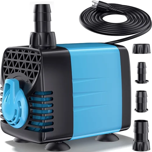 POPOSOAP Bomba de agua sumergible, bomba de agua para acuario de 280 GPH, bomba de fuente ultra silenciosa, cable de alimentación de 3 núcleos para