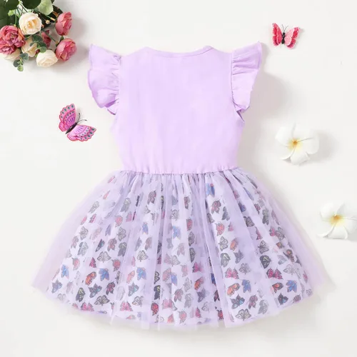 Miniatura 3 de Toddler Baby Girls Tutu Tulle Ruffle Sleeve Summer Casual Bowknot Princess Birthday Party Sundress 2-8 Years