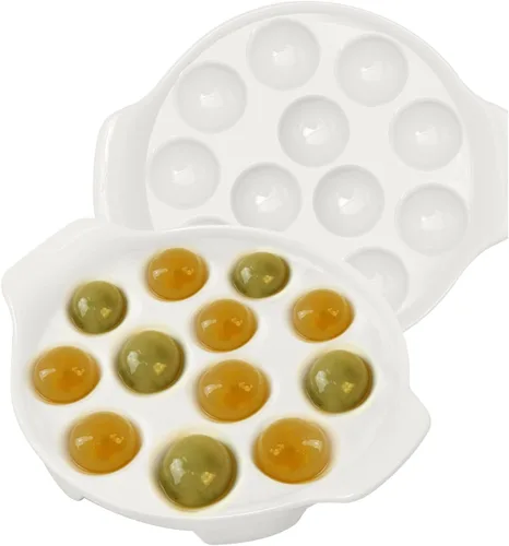 Miniatura 5 de Plato Escargot de cerámica con 12 agujeros de 9.2 pulgadas Caracol blanco placas de cerámica placa de dieta