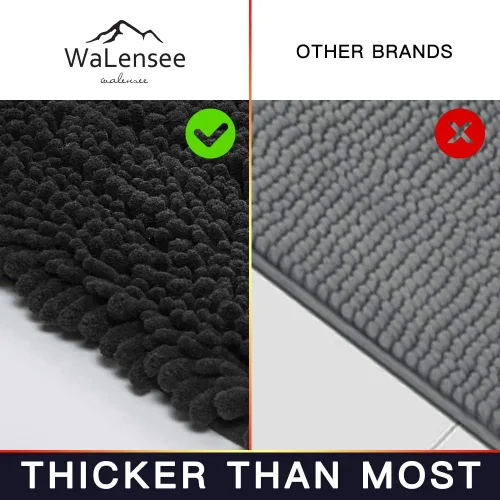 Miniatura 153 de Walensee Alfombra de baño antideslizante (24x17 pulgadas, rosa polvoriento) absorbente de agua, súper suave, lanuda de felpilla, lavable a máquina