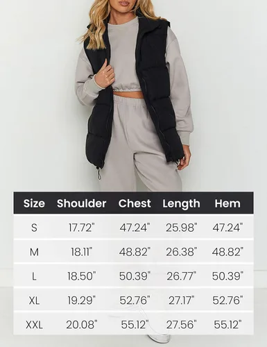 Miniatura 8 de Athlisan Chaleco acolchado con cremallera para mujer, cuello alto, sin mangas, acolchado