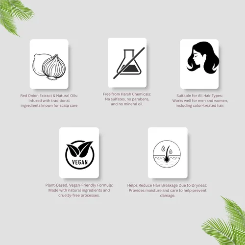 Miniatura 6 de AYURVEDASHREE Champú de cebolla roja para el crecimiento del cabello y control de caídas del cabello, con hoja de curry, hibisco, alanket indio