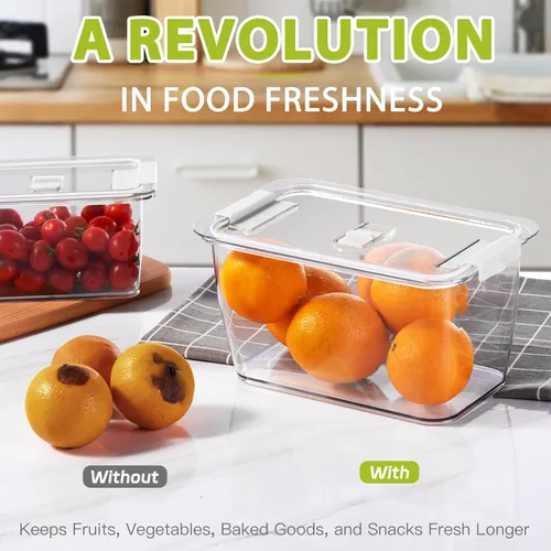 Miniatura 7 de LUXEAR Recipiente fresco, paquete de 3 recipientes para guardar productos, sin BPA, organizador de refrigerador para verduras, frutas y ensaladas