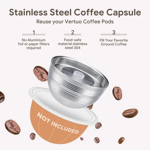 Miniatura 8 de Cápsula de café reutilizable de acero inoxidable solo para máquina de café Vertuo Next, cápsula de café reutilizable de metal debe usarse
