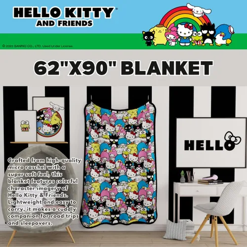 Miniatura 2 de Coleccionables Hello Kitty & Friends Ropa de cama Manta súper suave y acogedora, 62 in x 90 in, (Producto oficialmente licenciado) de Franco Hello