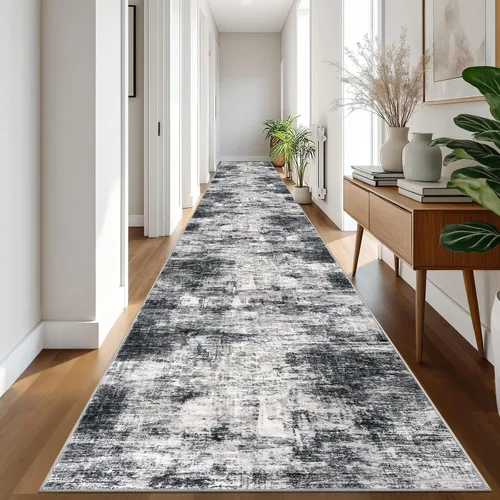 Miniatura 1226 de IOHOUZE Alfombra abstracta lavable de 3 x 12 pies para pasillos, antideslizante para cocina, camino de entrada de lana sintética para interiores