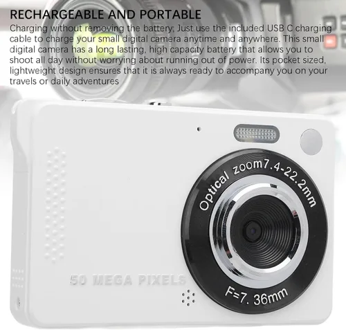 Miniatura 6 de Cámara digital vintage de 50 MP 1080P, cámara compacta de apuntar y disparar, enfoque automático con zoom 16X, cámara retro regalo