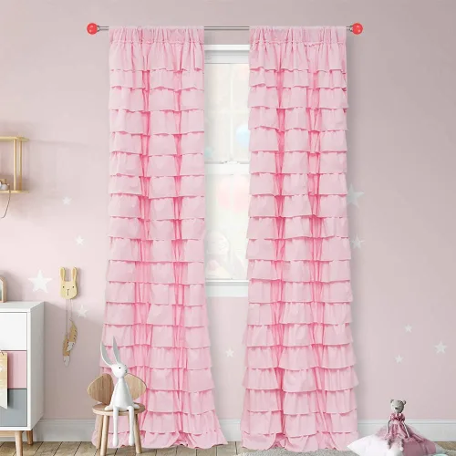 Miniatura 13 de Black Ruffle Curtains 2 Panels, 12-Layer Ruffled Window Panels, Light Filtering Shabby Chic Farmhouse Drapes for Bedroom Dorm Bathroom, Rod Pocket