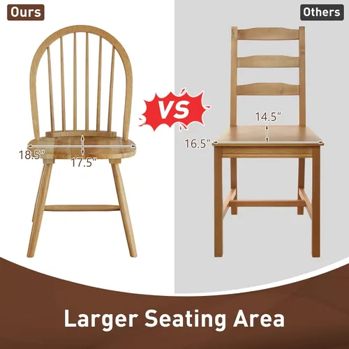 Miniatura 7 de POWERSTONE Juego de 2 sillas de comedor, sillas Windsor de madera con respaldo de husillo, silla de comedor de granja, silla de cocina, silla
