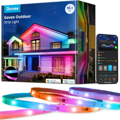 Miniatura 7 de Govee Tira de luces LED para exteriores, 32.8 pies, luces inteligentes para exteriores que funcionan con Alexa y Google Assistant, control
