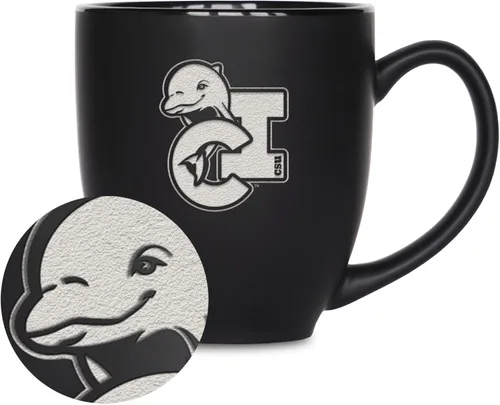 Miniatura 268 de Rico Industries - Taza de cerámica mate negra con grabado láser estándar de 15oz para NCAA (escuelas T & U) - Para bebidas calientes o frías