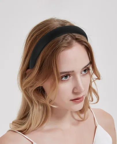 Miniatura 3 de Wecoe Diademas negras para mujeres de 0.78 pulgadas, estrecha diadema de piel sintética para mujeres y niñas, diadema fina antideslizante a la moda