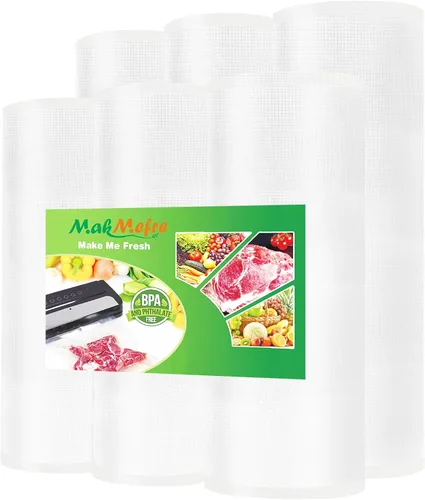MakMeFre Paquete de 6 bolsas selladoras al vacío de 8 x 20 pies (3 rollos) y 11 x 20 pies (3 rollos) sin BPA, rollos de bolsas de almacenamiento