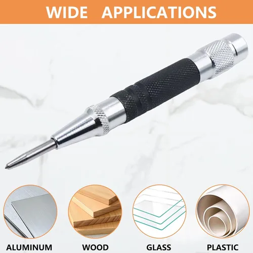 Miniatura 5 de Punzón central automático de 2 piezas, perforador central con resorte de 5 pulgadas con herramienta de perforación ajustable para metal, madera