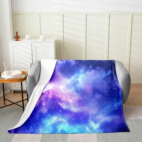 Miniatura 2 de Manta de galaxia púrpura para niños, adolescentes, niñas y niños, manta de forro polar con cielo estrellado brillante, manta de franela de espacio