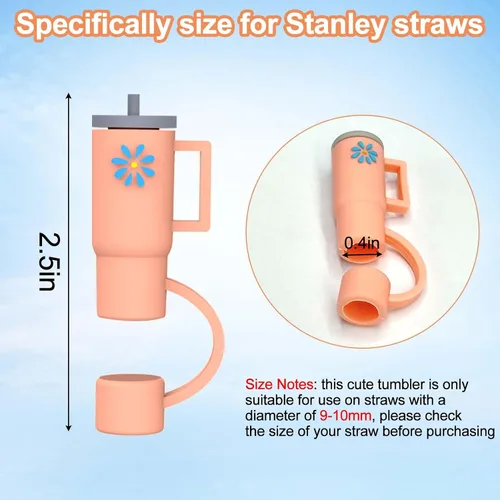 Miniatura 5 de AIERSA 5 piezas de cubiertas de pajita de silicona compatibles con vasos de 30 y 40 onzas, cubiertas de punta de pajita para accesorios de tazas