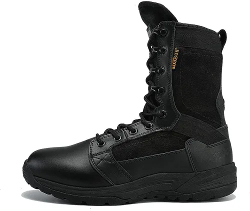 Miniatura 7 de IODSON Botas de combate ultraligeras para hombre, botas militares transpirables, zapatos de entrenamiento de fuerza especial, botas tácticas, botas