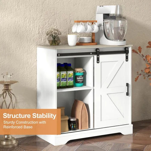 Miniatura 4 de Panana Aparador Buffet con Puerta Corrediza de Granero Gabinete de Almacenamiento Barra de Café Cocina Estilo Granja