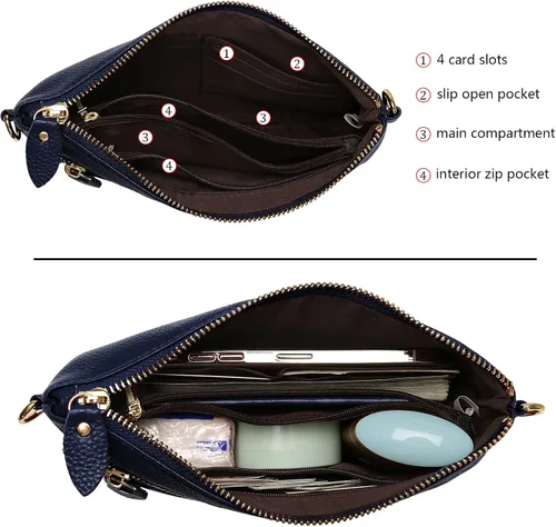 Miniatura 4 de Uromee Cartera de mano para mujer, de piel auténtica, con cadena de hombro desmontable