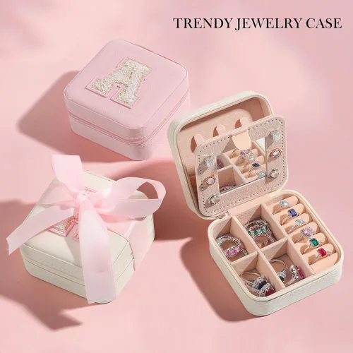 Miniatura 7 de Parima Joyero de viaje - Joyero con iniciales para niñas, joyero de viaje, estuche de viaje para joyería, regalos personalizados para niñas, regalos