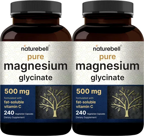 Paquete de 2 glicinatos de magnesio de 500 mg, 480 cápsulas, 100 % quelado para una máxima absorción, suplemento mineral biodisponible para la salud