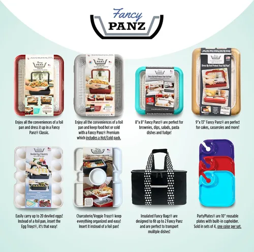 Miniatura 9 de Fancy Panz - Portasartén de papel de aluminio Aqua de 8x8 pulgadas con tapa - Bandeja de servicio de alimentos elevada - Portasartén portátil