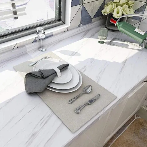 Miniatura 2 de Livelynine Encimeras de papel de contacto de mármol para despegar y pegar, impermeable, papel tapiz de mármol blanco, cubiertas superiores, papel