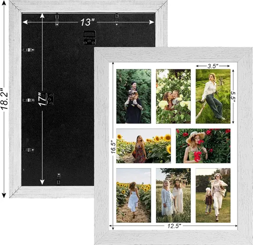 Miniatura 221 de Marcos de Fotos Collage de 13.5X15.5 con 7 Aberturas para Fotos de 4X6, Marco de Fotos Múltiples con Paspartú para Decoración de Pared, Grano