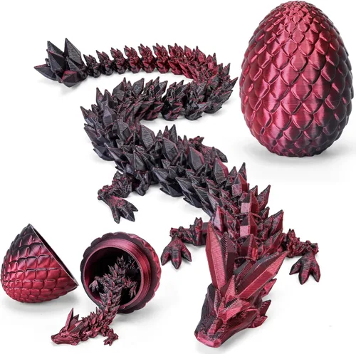 Miniatura 11 de TBOLINE - Huevo de dragón impreso en 3D, animal de cristal articulado, juguete para la ansiedad para adolescentes, niños y niñas, piezas míticas