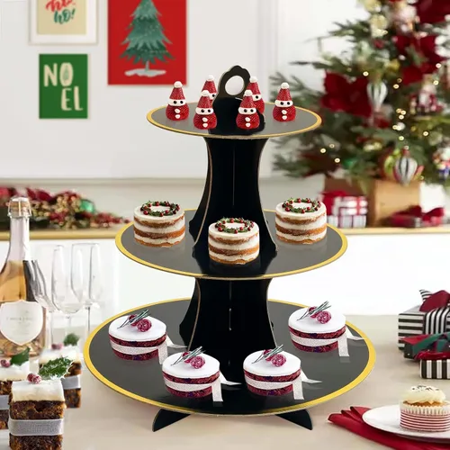 Miniatura 8 de Soleebee Soporte redondo de 3 niveles para cupcakes, torre de cartón para cupcakes, torre de soporte para pasteles de postre para decoración
