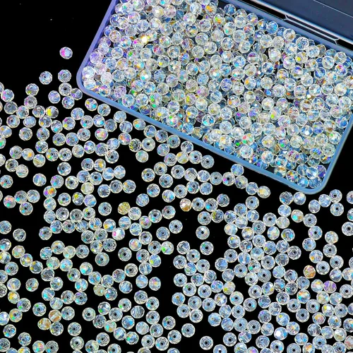 Miniatura 14 de 800 cuentas redondas de cristal de 0.236/0.396/0.394 pulgadas para joyas de bricolaje, ideales para pulseras, collares, colgantes y proyectos