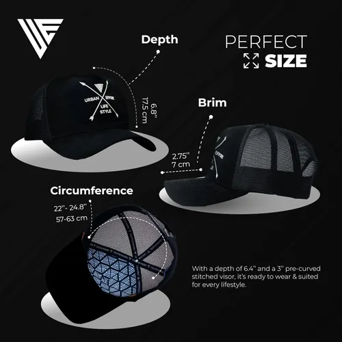 Miniatura 137 de Urban Effort Gorra trasera de malla, para hombres y mujeres, gorra de béisbol de 5 paneles, gran cierre a presión para caza y senderismo