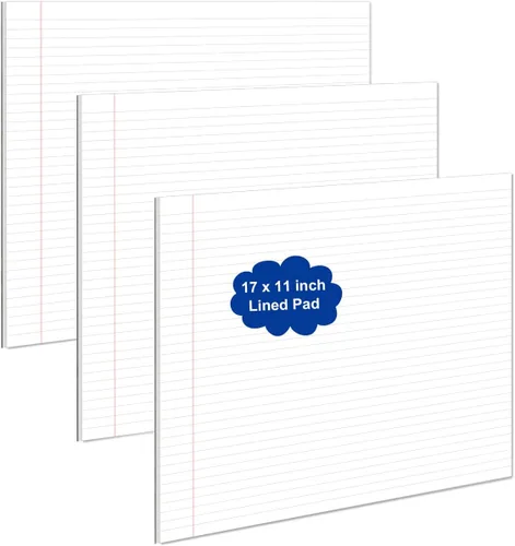 Miniatura 7 de Yaridar 17" x 11" Legal Pads, 25 Sheets/50 Pages Per Legal Note Pads, Line Notepads, 100Gsm White Line Paper