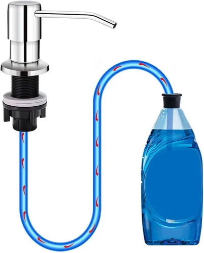 Miniatura 10 de Dispensador de jabón para fregadero de cocina, bomba dispensadora de jabón de encimera, tubo de extensión de silicona de 47 pulgadas que se conecta