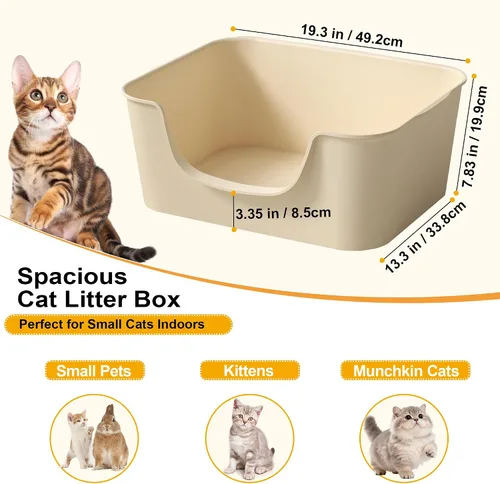 Miniatura 2 de Caja de arena para gatos de entrada baja con lados altos, sartén antisalpicaduras, duradera y fácil de limpiar para gatitos, gatos Munchkin, gatos