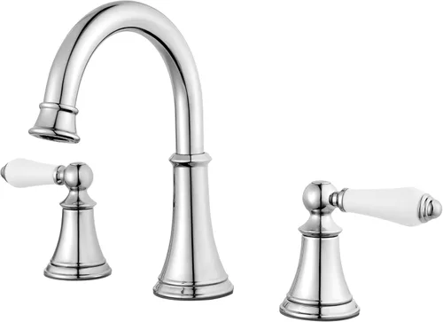 Miniatura 10 de Pfister Courant LF049COKK - Grifo de lavabo de baño de 8 pulgadas, 3 agujeros, 2 manijas, níquel cepillado, con drenaje a presión y sellado