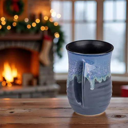 Miniatura 4 de Taza de café calentadora de manos de cerámica hecha a mano (MEJORADA) - Tazas grandes calentadoras de manos de cerámica de 16 onzas, regalo con Taza