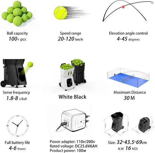 Miniatura 2 de Padel-Smart PRO-Professional Padel Ball Machine with Internal Spin Technology - Smart App Control - 100+ Ball Capacity - 4-6 Hour