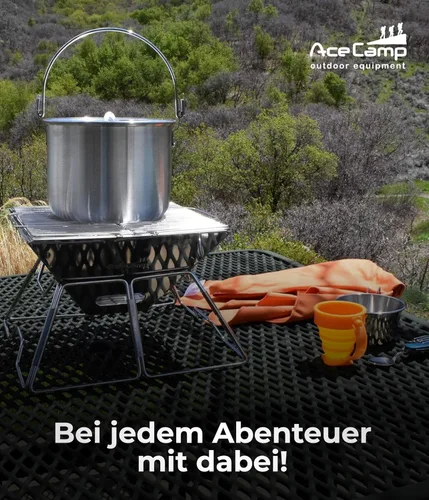 Miniatura 6 de AceCamp Juego de ollas de cocina ligeras de aluminio anidadas con tapa y mango plegable - 4L, 8L, 12L