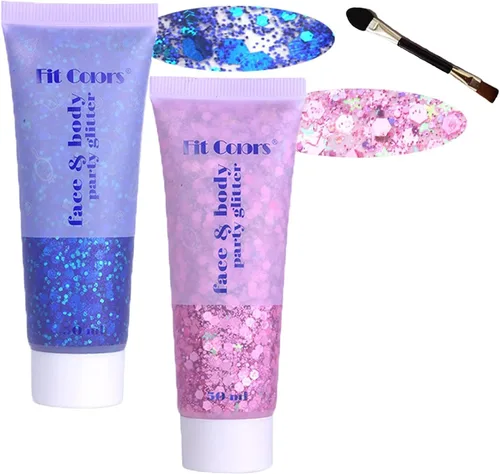 Miniatura 50 de Gel con purpurina para el cuerpo y la cara: Accesorios para conciertos de cantantes, disco, festival, rave, maquillaje con purpurina facial, 150 ml