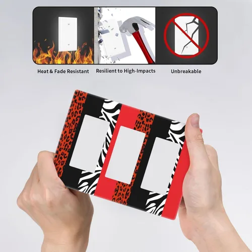 Miniatura 362 de Cubiertas de placa de pared de 3 gang con interruptor de luz de triple palanca, en negro y dorado con esplendor de oro rosa, estampado floral