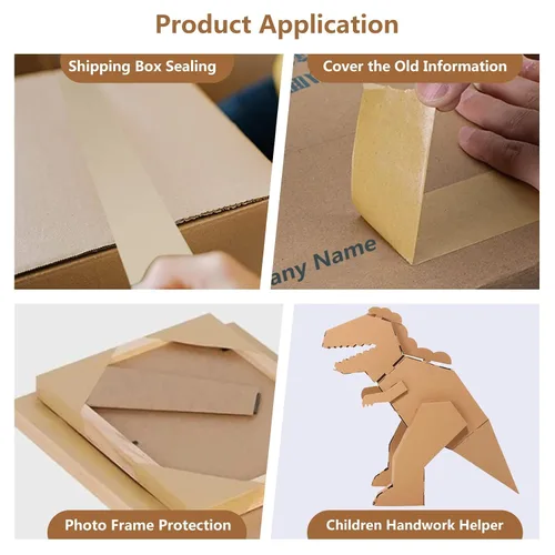Miniatura 7 de TooCust Cinta de papel Kraft autoadhesiva,2 "X55YD,Cinta de papel marrón, Cinta de embalaje marrón biodegradable,Cinta de embalaje de papel