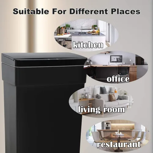 Miniatura 6 de Basurero automático de 50 litros/13.2 galones para cocina, sin contacto, de alta capacidad, resistente a las manchas, con tapa (1, negro)